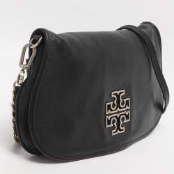 مملوكة مسبقًا Tory Burch Britten Black Leather Shoulder Bag