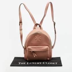 Pre Owned Tory Burch Thea Mini Peach Leather Backpack