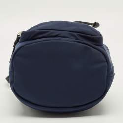 Pre Owned Tory Burch Virginia Navy Blue Nylon Bucket Bag