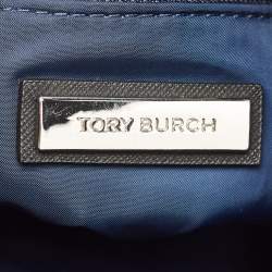 Pre Owned Tory Burch Virginia Navy Blue Nylon Bucket Bag