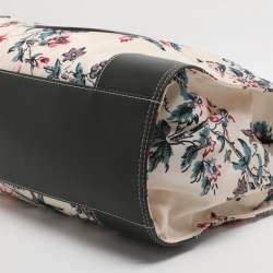 Pre Owned Tory Burch Ella Onesize Green/Multicolor Lyonnaise Floral Print Leather and Nylon Shopper Tote