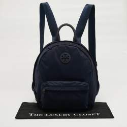 Pre Owned Tory Burch Ella Navy Blue Nylon Backpack