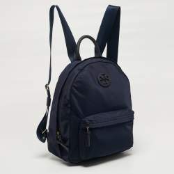 Pre Owned Tory Burch Ella Navy Blue Nylon Backpack