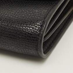 Pre Owned محفظة توري بورش كيرا قلاب جلد أسود صغيرة الحجم