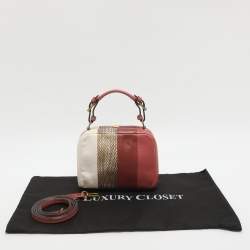 Pre Owned حقيبة يد علوية توري برش جلد متعدد الألوان وطباعة جلد ثعبان