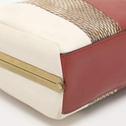 Pre Owned حقيبة يد علوية توري برش جلد متعدد الألوان وطباعة جلد ثعبان