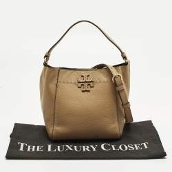 Pre Owned Tory Burch McGraw Small Tan Leather Bucket Bag