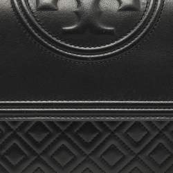 Pre Owned Tory Burch Fleming Black Leather Top Handle Bag