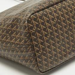 مملوكة مسبقًا Tory Burch Ever Ready Dark Brown Basket Weave Print Coated Canvas Tote