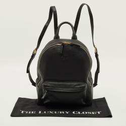 Pre Owned Tory Burch Thea Black Leather Backpack