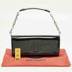 Pre Owned Tory Burch Bombe Black Patent Leather Clutch