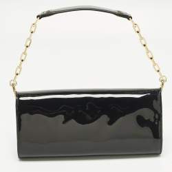 Pre Owned Tory Burch Bombe Black Patent Leather Clutch