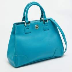 مملوكة مسبقًا حقيبة يد تورتش بورش روبينسون جلد أزرق فاتح سناب توتس