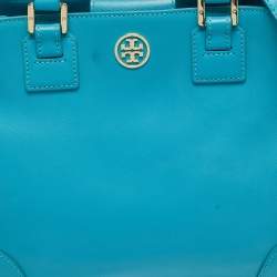 مملوكة مسبقًا حقيبة يد تورتش بورش روبينسون جلد أزرق فاتح سناب توتس