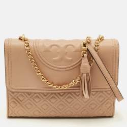مملوكة مسبقًا Tory Burch Fleming Medium Beige Leather Shoulder Bag