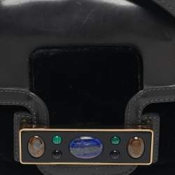 Pre Owned Tory Burch Crystal Embellished Black Leather and Velvet Flap Crossbody Bag