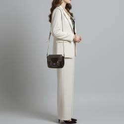 Pre Owned Tory Burch Crystal Embellished Black Leather and Velvet Flap Crossbody Bag