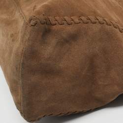 مملوكة مسبقًا Tory Burch Marion Whipstitch Brown Suede Chain Tote