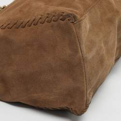 مملوكة مسبقًا Tory Burch Marion Whipstitch Brown Suede Chain Tote