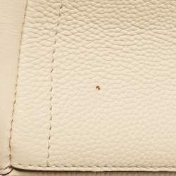Pre Owned Tory Burch Mcgraw Dragonfly Beige Leather Drawstring Tote