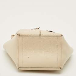 Pre Owned Tory Burch Mcgraw Dragonfly Beige Leather Drawstring Tote