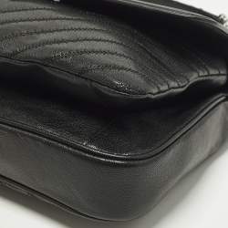 Pre Owned Tory Burch Fleming Black Leather Distressed Flap Shoulder Bag