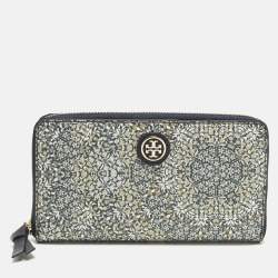 Pre Owned Tory Burch Kerrington Kaleidoscope Multicolor Coated Canvas Continental Wallet