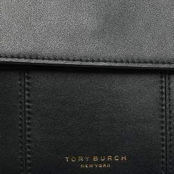 Pre Owned Tory Burch Block T Black Leather Shoulder Bag