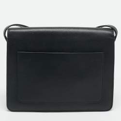 Pre Owned Tory Burch Block T Black Leather Shoulder Bag