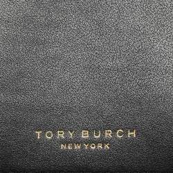 Pre Owned Tory Burch Block T Black Leather Shoulder Bag