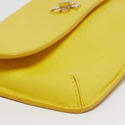 مملوكة مسبقًا Tory Burch  Diana Yellow Saffiano Leather Flap Clutch