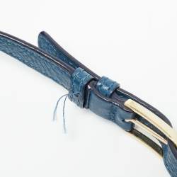 Pre Owned حقيبة ظهر توري برش مكغرو برباط جلد أزرق