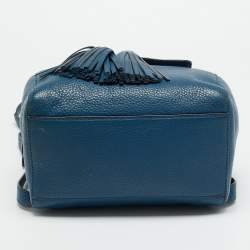 Pre Owned حقيبة ظهر توري برش مكغرو برباط جلد أزرق