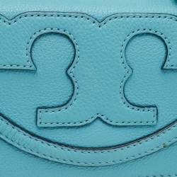 Pre Owned Tory Burch All T Combo Juniper Blue Leather Crossbody Bag
