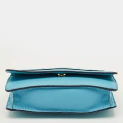 Pre Owned Tory Burch All T Combo Juniper Blue Leather Crossbody Bag