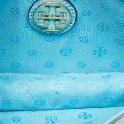 Pre Owned Tory Burch All T Combo Juniper Blue Leather Crossbody Bag