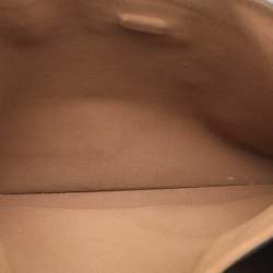 Pre Owned Tory Burch Monogram T Embossed Black/Off White Leather Contrast Tote