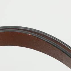 Pre Owned Tory Burch Monogram T Embossed Black/Off White Leather Contrast Tote