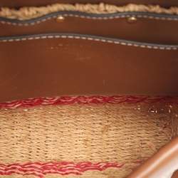 Pre Owned حقيبة كروس توري برش ميلير سيور خوص وجلد أسود/ بيج بقلاب