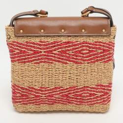 Pre Owned حقيبة كروس توري برش ميلير سيور خوص وجلد أسود/ بيج بقلاب