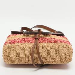 Pre Owned حقيبة كروس توري برش ميلير سيور خوص وجلد أسود/ بيج بقلاب