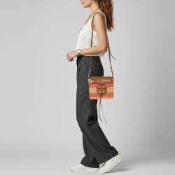 Pre Owned حقيبة كروس توري برش ميلير سيور خوص وجلد أسود/ بيج بقلاب