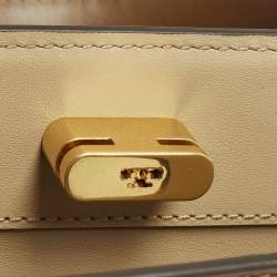 Pre Owned Tory Burch Lee Radziwill Petite Brown Leather Top Handle Bag