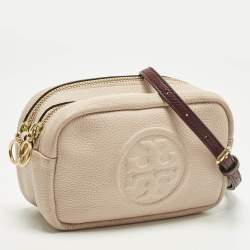 Pre Owned Tory Burch Perry Bombe Mini Pink Leather Crossbody Bag