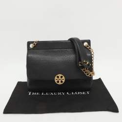 Pre Owned حقيبة كتف توري برش تشيلسي جلد أسود