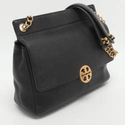 Pre Owned حقيبة كتف توري برش تشيلسي جلد أسود