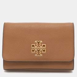 Pre Owned Tory Burch Britten Combo Brown Leather Crossbody Bag
