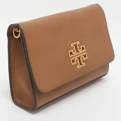 Pre Owned Tory Burch Britten Combo Brown Leather Crossbody Bag