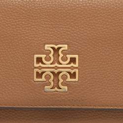 Pre Owned Tory Burch Britten Combo Brown Leather Crossbody Bag