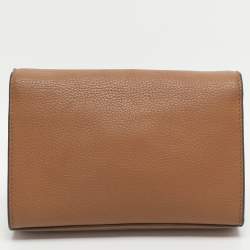 Pre Owned Tory Burch Britten Combo Brown Leather Crossbody Bag